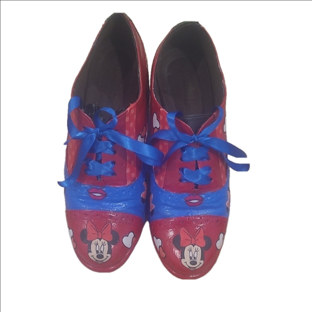Disney Comfort Plus Red  Blue Dress Shoes with Minnie Character Design